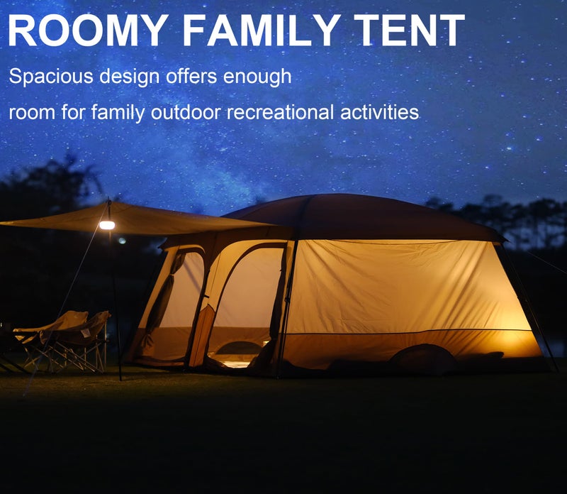 Vidalido Tents，8-10 Person Camping Tent with Extended Vestibule，2 Room Weather Resistant Family Tents，Easy Install Waterproof Outdoor Tent for Camping Hiking（Orange） - Image 5