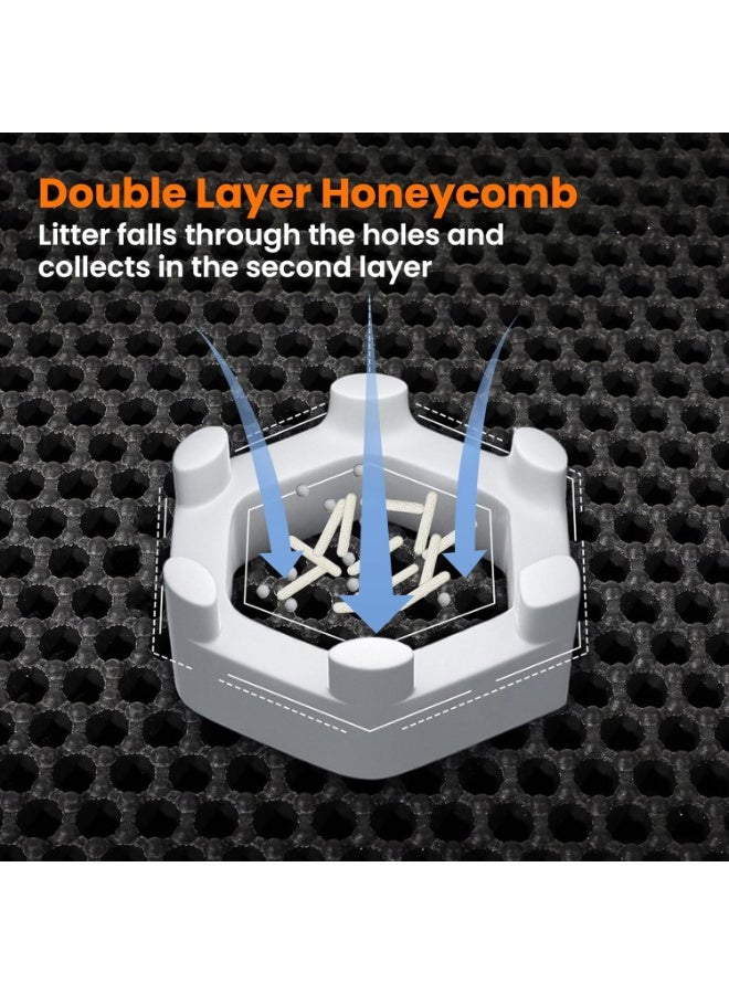 بساط فضلات القطط كبير مزدوج الطبقات | تصميم خلية النحل لالتقاط الرمل | مضاد للانزلاق ومقاوم للماء | يمنع تسرب البول ويحافظ على نظافة الأرض - Image 5