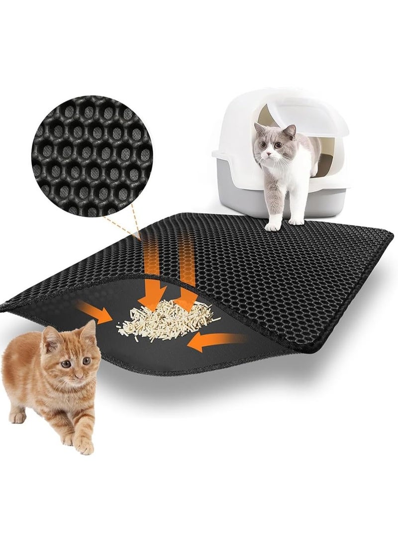 Double Layer Cat Litter Mat Large Size | Honeycomb Design for Trapping Litter | Waterproof & Non-Slip | Leak-Proof Pet Litter Mat - Image 1