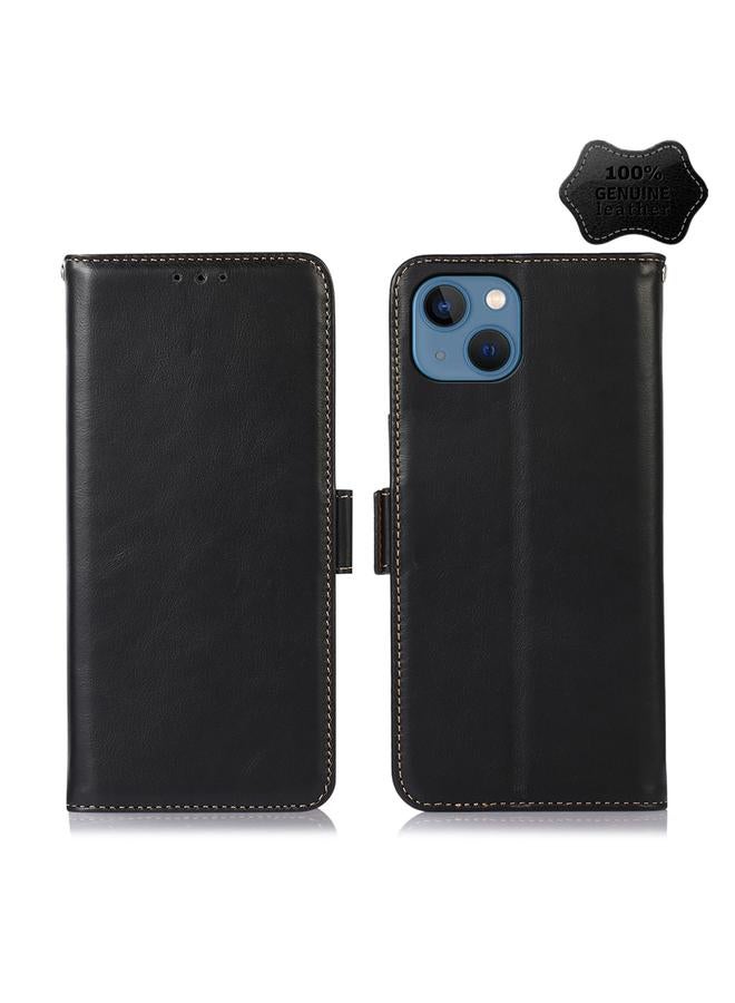 Zaboon Case For iPhone 13 Crazy Horse Top Layer Cowhide Leather Phone Case - Image 1