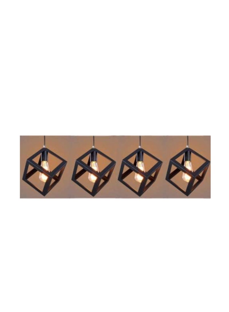 SL Light Vintage Metal Cube Shaped Cube Hanging Pendant Ceiling Light (Black) - Set of 4  - Image 2
