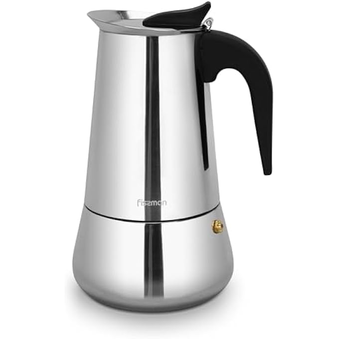 فيسمان ماكينة صنع قهوة موكا بوت سعة 450 مل، ماكينة صنع إسبرسو، مناسبة لموقد طهي 9 أكواب، مصنوعة من الفولاذ المقاوم للصدأ، ماكينة صنع إسبرسو، قاعدة حثية، متوافقة مع جميع مواقد الطهي - Image 1