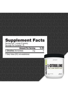 NutraBio L-Citrulline, Free Form Amino Acid, 5.3 oz (150 g), NutraBio  - Image 2