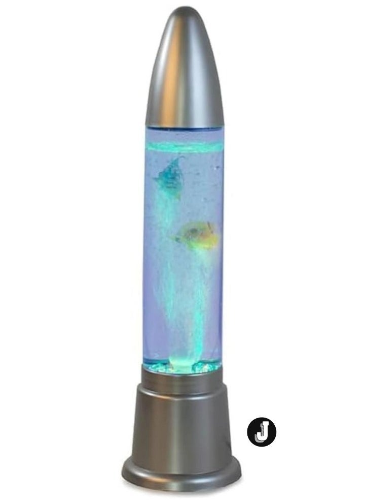 JAJEEK "Aqua Bubble Tube Fish Lamp – 19" LED Color Changing Rocket Shaped Glass Lamp, Artificial Aquarium with Colorful Fish" - Image 1