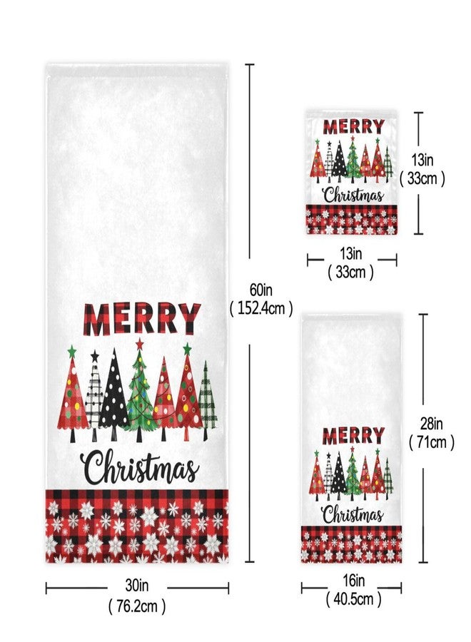 Dussdil Christmas Tree Snowflakes Bathroom Towels Set of 3 Pcs Xmas Bath Hand Fingertip Towels Washcloth for Home Bathroom Hotel Gym Swim Soft Thin Durable Highly Absorbent Multipurpose Towel Decor - Image 2