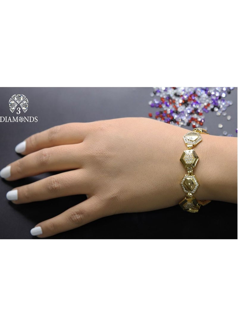 3Diamonds - braclate Gold Plated ONe Size - Image 1