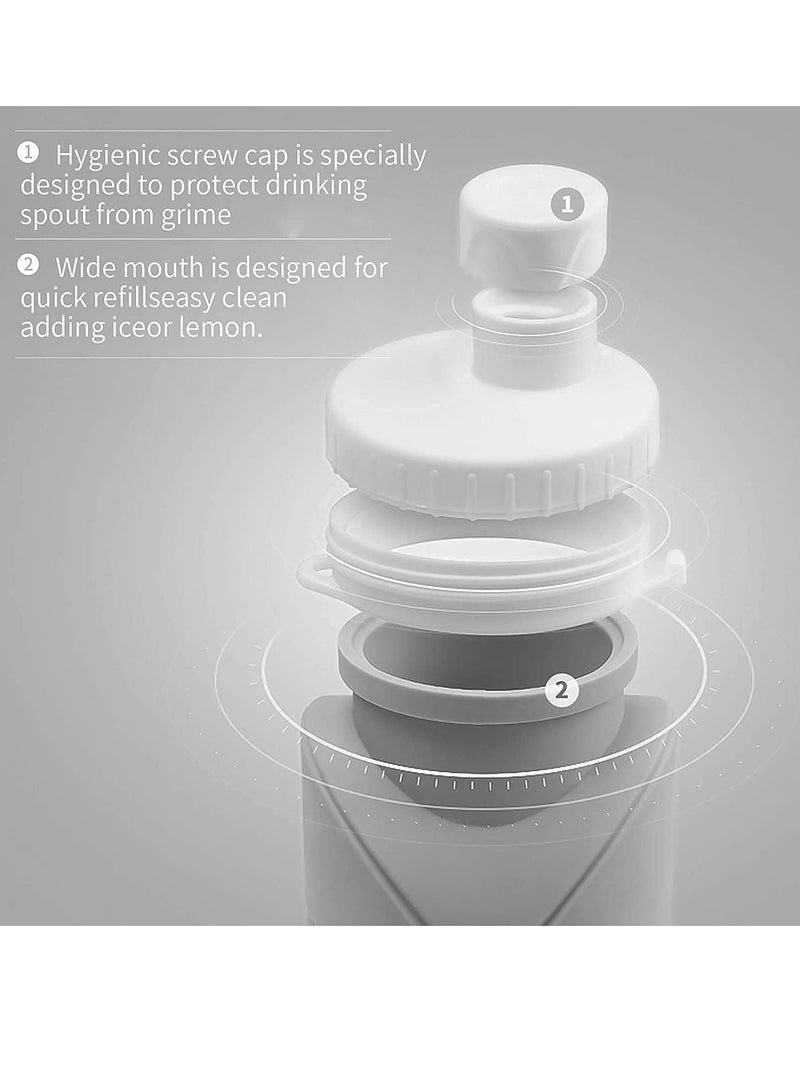 Collapsible Water Bottles Cups Leakproof Valve Reusable BPA Free Silicone Foldable Travel Water Bottle Cup for Gym Camping Hiking Travel Sports Lightweight Durable - view 5