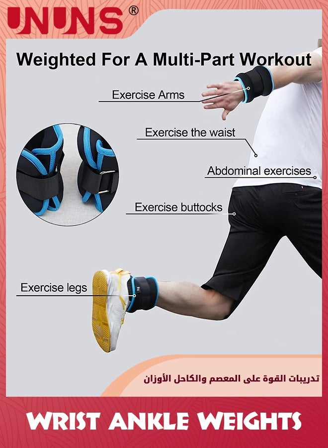 UNUNS Ankle/Wrist Weights For Women Men Kids,3KG/1 Pair Arm Leg Weights With Adjustable Strap,Strength Weighted For Jogging Running Walking Fitness Gym Workout,Strength Training Wrist Ankle Weights,Black - Image 4