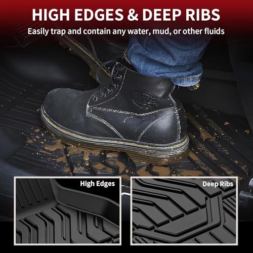 LASFIT حصائر أرضية LASFIT لسيارة نيسان روج 2014-2020، حماية من جميع الأحوال الجوية، حصائر أرضية مخصصة مطورة من TPE (لا تناسب طراز روج سبورت أو بعض الطرازات المحددة)، الصف الأول والثاني، أسود - Image 4