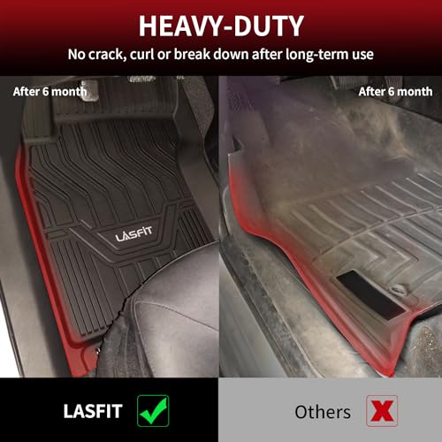LASFIT حصائر أرضية LASFIT لسيارة نيسان روج 2014-2020، حماية من جميع الأحوال الجوية، حصائر أرضية مخصصة مطورة من TPE (لا تناسب طراز روج سبورت أو بعض الطرازات المحددة)، الصف الأول والثاني، أسود - Image 3