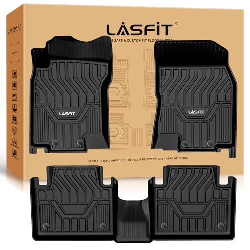 LASFIT حصائر أرضية LASFIT لسيارة نيسان روج 2014-2020، حماية من جميع الأحوال الجوية، حصائر أرضية مخصصة مطورة من TPE (لا تناسب طراز روج سبورت أو بعض الطرازات المحددة)، الصف الأول والثاني، أسود - Image 1