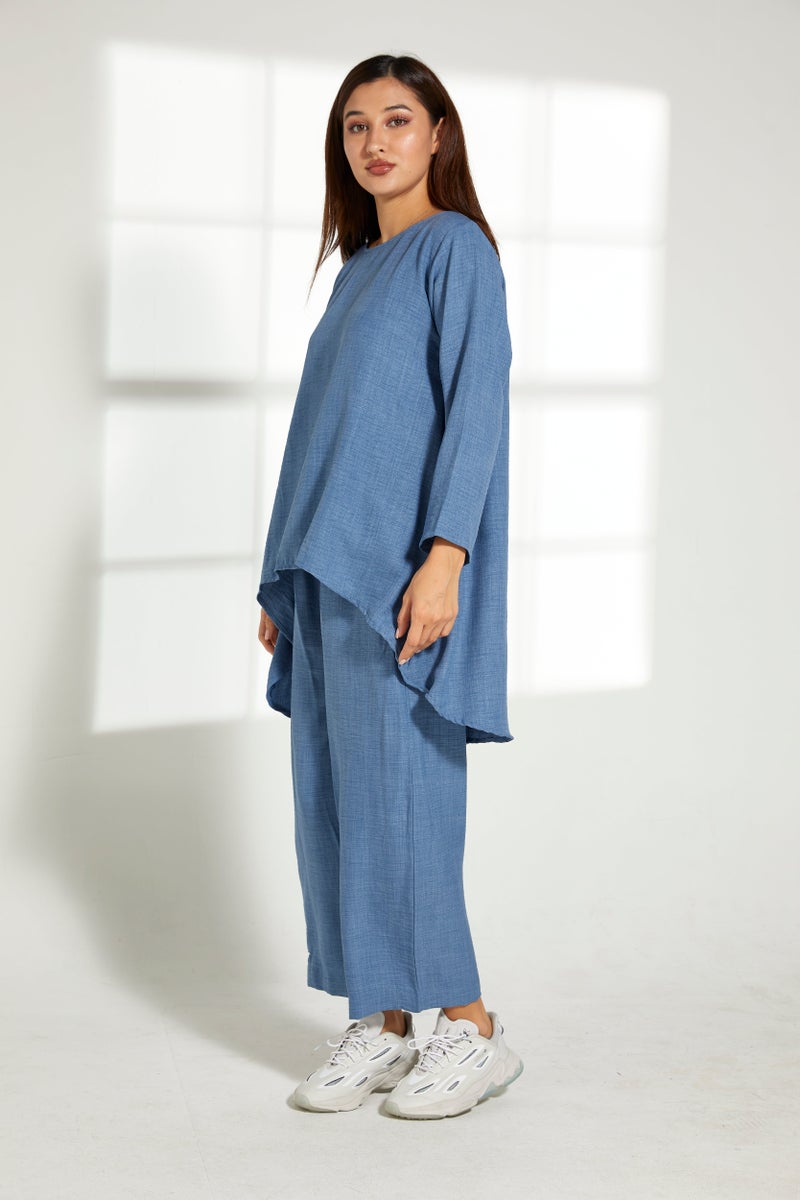 Moistreet Asymmetric Boat Neck Top & Pants Set - Image 3