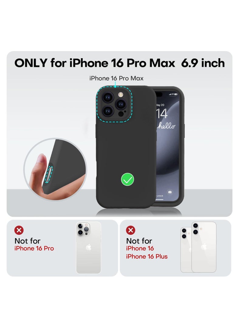 اووكاي جراب متوافق مع iPhone 16 Pro Max، ترقية السيليكون السائل [حماية الكاميرا] [بطانة من الألياف الدقيقة الناعمة المضادة للخدش] جراب هاتف مقاوم للصدمات لهاتف iPhone 16 Pro Max (أسود) - Image 2