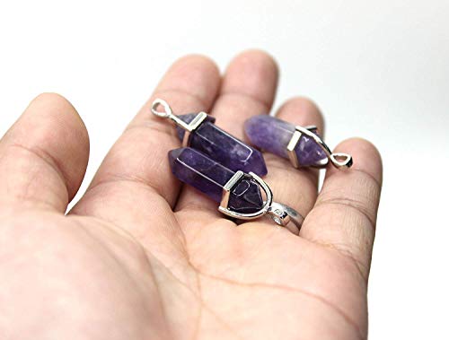 ALEXCRAFT Wholesale Natural Amethyst Crystal Pendant 10 PCS Hexagonal Healing Reiki Quartz Stones Bulk for Jewelry Making - Image 3