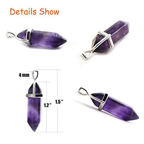 ALEXCRAFT Wholesale Natural Amethyst Crystal Pendant 10 PCS Hexagonal Healing Reiki Quartz Stones Bulk for Jewelry Making - Image 4