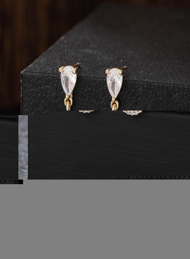 EVEVIC Austrian Crystal Teardrop Dangle Drop Earrings for Women 14K Gold Plated Jewelry Gifts (Emerald) - Image 5