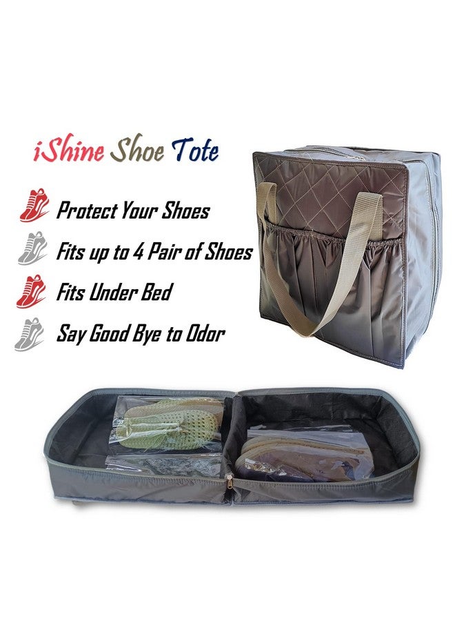 iShine Multiple Shoe Travel Bag Multipurpose Organizer Footwear Storage Slipper Shoe Bag Water Resistance (Grey) (4 Pair) - Image 5