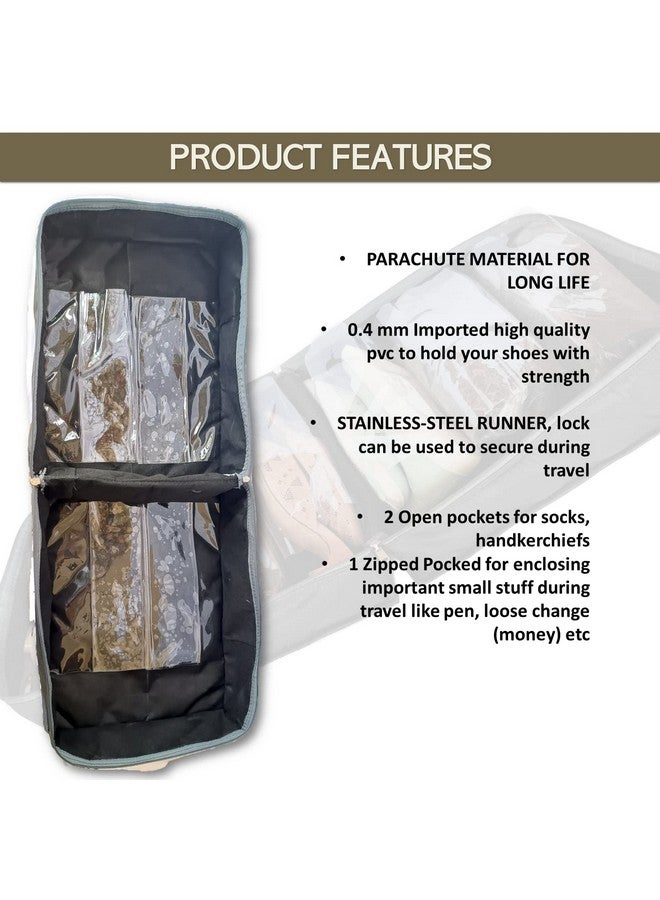 iShine Multiple Shoe Travel Bag Multipurpose Organizer Footwear Storage Slipper Shoe Bag Water Resistance (Grey) (4 Pair) - Image 3