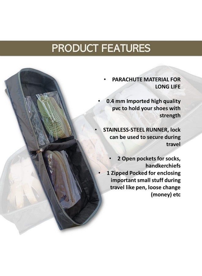 iShine Multiple Shoe Travel Bag Multipurpose Organizer Footwear Storage Slipper Shoe Bag Water Resistance (Grey) (4 Pair) - Image 4