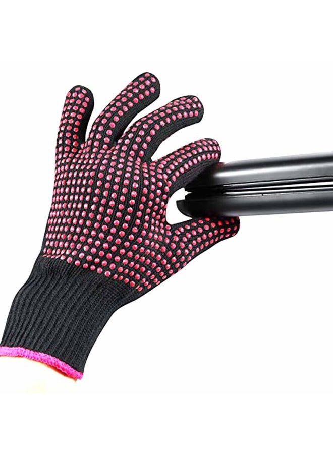 AFT90 Heat Resistant Glove for Hair Styling, Curling Iron, Flat Iron and Curling Wand, Pink Edge, Silicone Bump, 1 Piece - Image 1