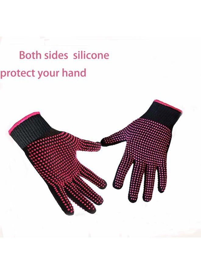 AFT90 Heat Resistant Glove for Hair Styling, Curling Iron, Flat Iron and Curling Wand, Pink Edge, Silicone Bump, 1 Piece - Image 5