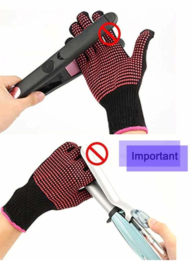 AFT90 Heat Resistant Glove for Hair Styling, Curling Iron, Flat Iron and Curling Wand, Pink Edge, Silicone Bump, 1 Piece - Image 4