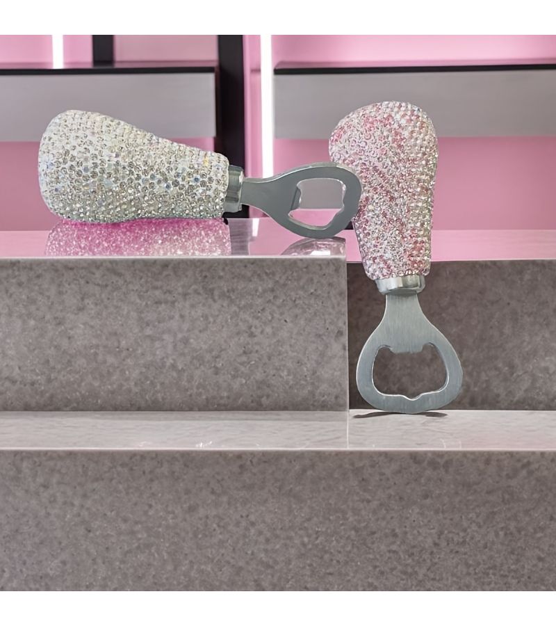 Pink Luxury Diamond Inlaid Stainless Steel Sparkling Wine Bottle Opener - Image 2