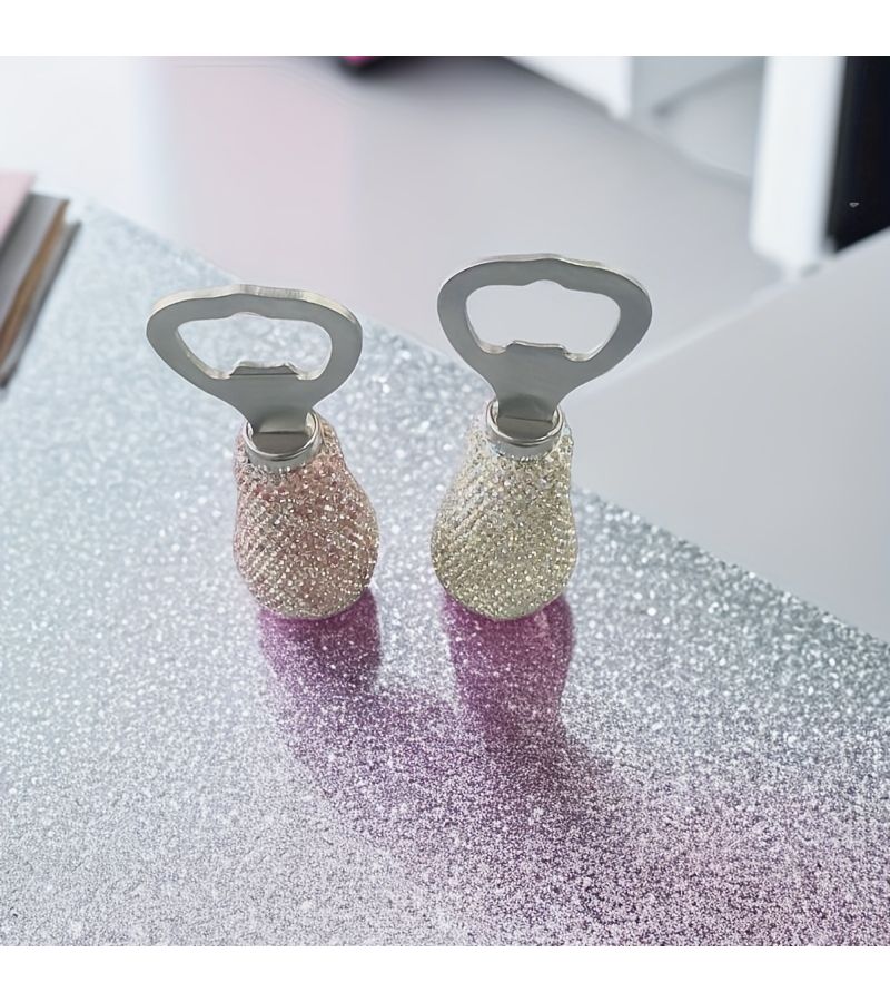 Pink Luxury Diamond Inlaid Stainless Steel Sparkling Wine Bottle Opener - Image 3