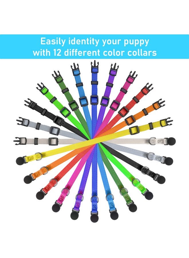 GAMUDA Puppy Collars - Super Soft Nylon Whelping Puppy ID - Adjustable Breakaway Litter Collars Pups - Assorted Colors Plain & Identification Collars with 2 Record Keeping Charts - Set of 12 (S) - Image 4