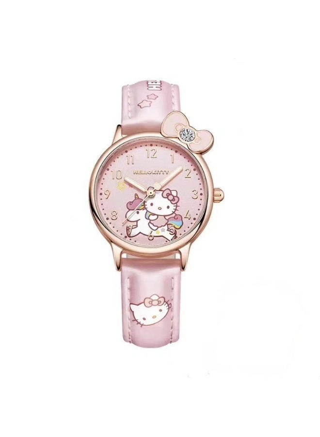 Hello Kitty Watch Gifts Set with Bracelet Pink for Lady Female Girls Minimalist Slim Thin Casual Dress Analog Quartz Wrist Watches - Image 2