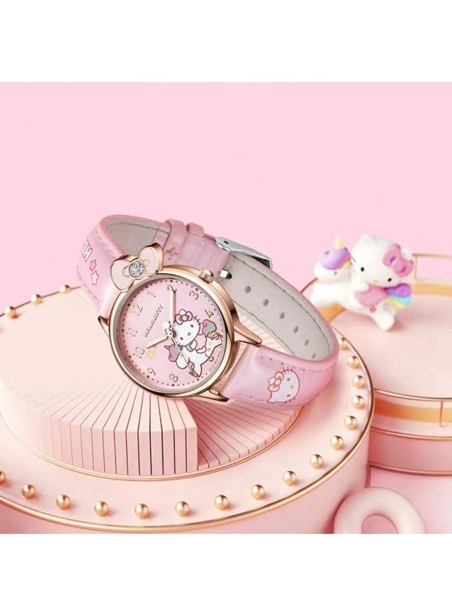 Hello Kitty Watch Gifts Set with Bracelet Pink for Lady Female Girls Minimalist Slim Thin Casual Dress Analog Quartz Wrist Watches - Image 3