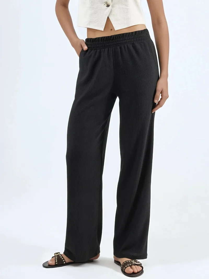 هيكاب Straight Leg Textured Pants Ellie Collection