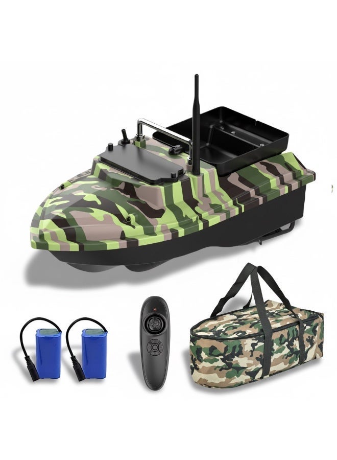 قارب طُعم يعمل بالتحكم عن بُعد، مدى التحكم ٥٠٠ متر، حمولة طُعم ٢ كغ، بطاريتان مزدوجة، إبحار بلمسة واحدة، مقاومة قوية للرياح، مزود بأضواء ليلية، مناسب لصيد البحيرات - Image 1