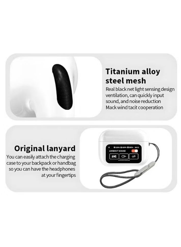 NH True wireless earbuds featuring a built-in LCD touchscreen, with support for ANC, ENC, music, and camera controls. - Image 4