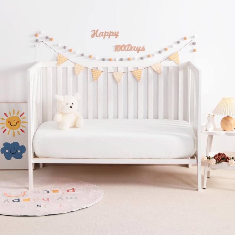 NTBAY 2 Pack Muslin Cotton Mini Crib Sheets, Soft and Breathable Double Layer 24x38 Baby Crib Sheets for Mini Crib and Toddler Mattresses, Boys, Girls, Unisex, White, 24x38 Inches - Image 2