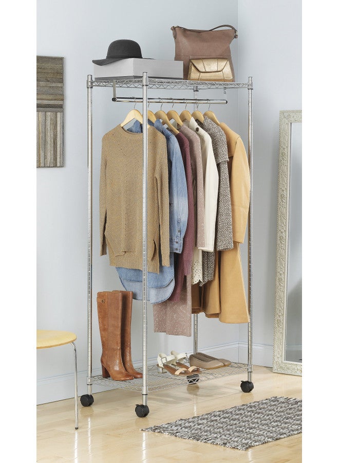 Whitmor Whitmor Supreme Garment Rack - Double Shelf Rolling Clothes Organizer - Chrome  - Image 2