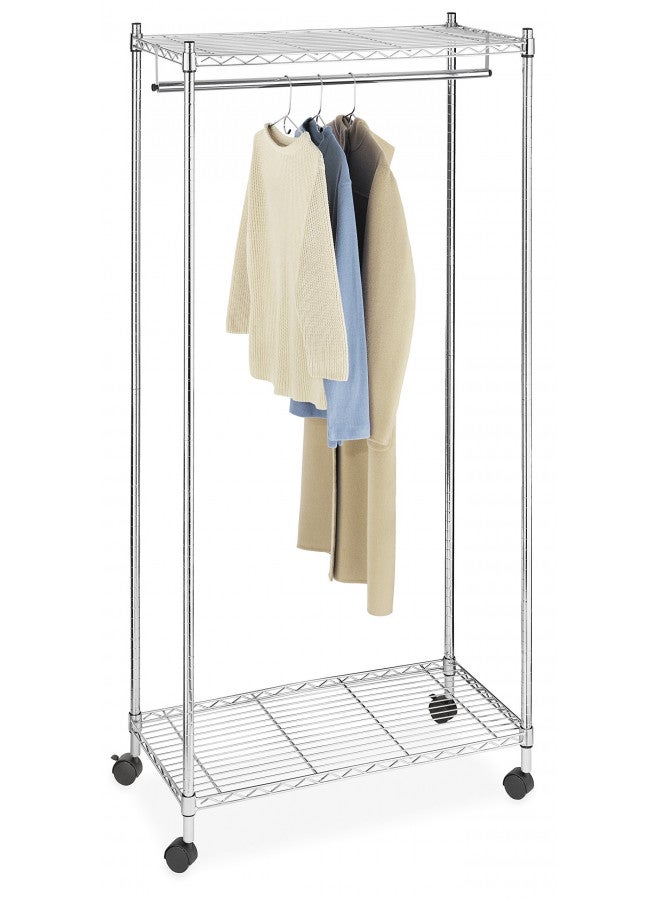 Whitmor Whitmor Supreme Garment Rack - Double Shelf Rolling Clothes Organizer - Chrome  - Image 3