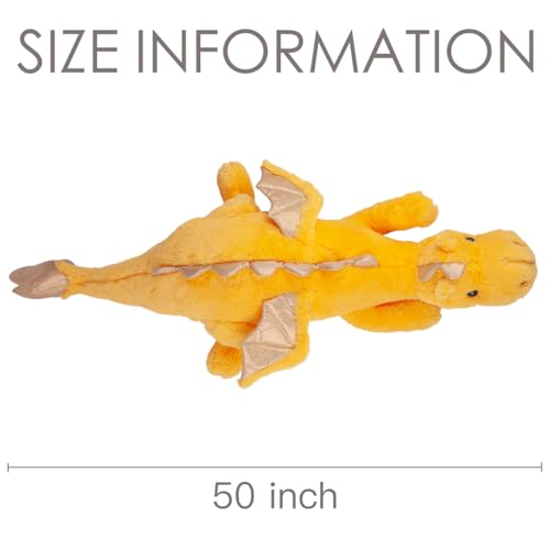 ARELUX Giant 50in 3Lb Big Yellow Dragon Large Stuffed Animals Cute Plush Toy Fuzzy Jumbo Dinosaur Pillow Plushies with Wings Cuddly Soft Pterosaur Plushie for Friends Family Member - Image 5