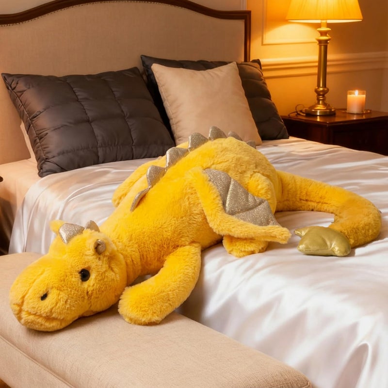 ARELUX Giant 50in 3Lb Big Yellow Dragon Large Stuffed Animals Cute Plush Toy Fuzzy Jumbo Dinosaur Pillow Plushies with Wings Cuddly Soft Pterosaur Plushie for Friends Family Member - Image 3
