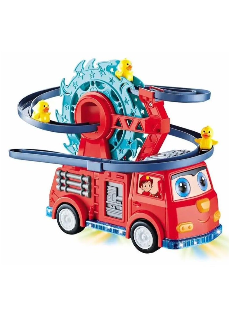 Kids Fire Rail Car Duck with Swivel Slide Toy with Music Lights Electric Car for Kids  - Image 2