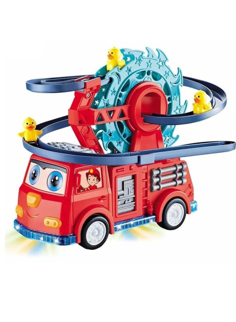 Kids Fire Rail Car Duck with Swivel Slide Toy with Music Lights Electric Car for Kids  - Image 3