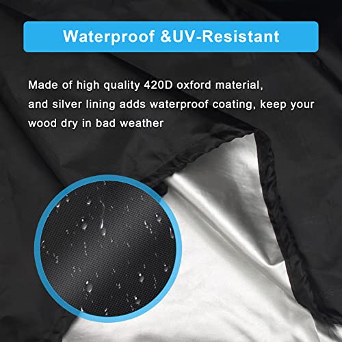 Coolrunner Firewood Log Hoop Cover, Coolrunner 40 Inch Round Fire Wood Rack Cover Outdoor Waterproof Resistant Log Rack Cover Round Log Holder cover Fit for 30" 32" 36” 40 ” Hoop Rack (Black, 40”x24”x41”) - Image 3