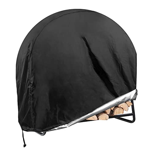 Coolrunner Firewood Log Hoop Cover, Coolrunner 40 Inch Round Fire Wood Rack Cover Outdoor Waterproof Resistant Log Rack Cover Round Log Holder cover Fit for 30" 32" 36” 40 ” Hoop Rack (Black, 40”x24”x41”) - Image 1