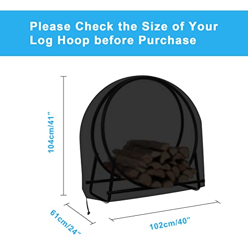 Coolrunner Firewood Log Hoop Cover, Coolrunner 40 Inch Round Fire Wood Rack Cover Outdoor Waterproof Resistant Log Rack Cover Round Log Holder cover Fit for 30" 32" 36” 40 ” Hoop Rack (Black, 40”x24”x41”) - Image 2