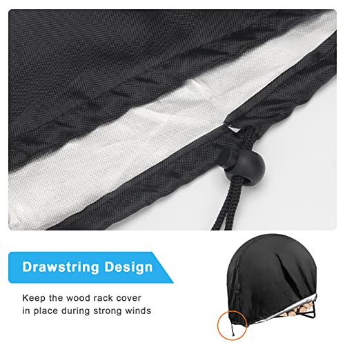 Coolrunner Firewood Log Hoop Cover, Coolrunner 40 Inch Round Fire Wood Rack Cover Outdoor Waterproof Resistant Log Rack Cover Round Log Holder cover Fit for 30" 32" 36” 40 ” Hoop Rack (Black, 40”x24”x41”) - Image 4