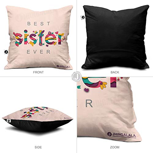 Jhingalala Jhingalala Best Sister Ever Printed Satin Cushion Mug Key Chain Greeting Card Combo Pack Multi Color - Image 3
