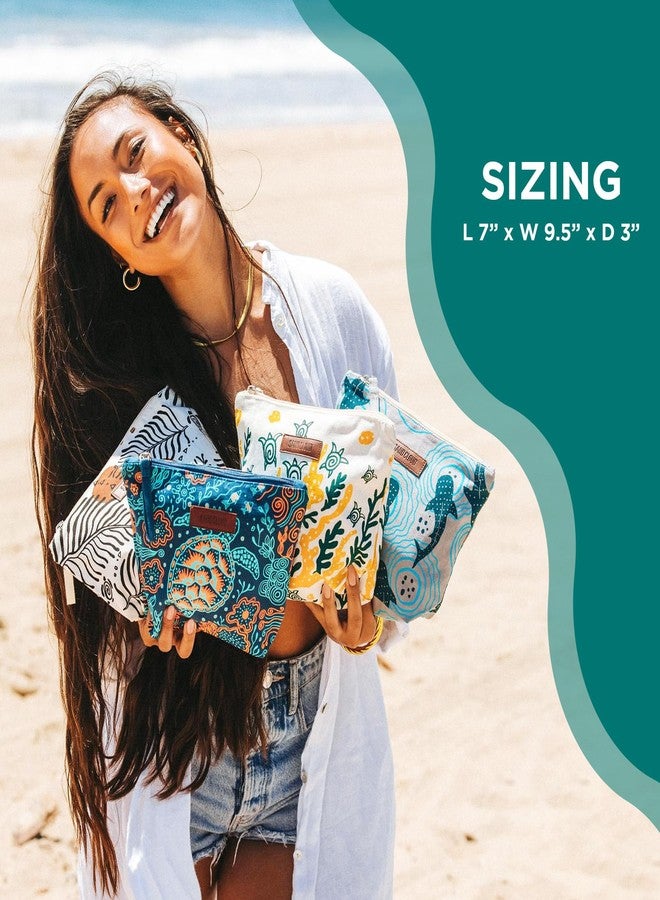 Sand Cloud Zipper Pouch, Swimming Turtles - 100% Organic Cotton, Durable and Stylish Canvas Pouch with Recycled Poly Lining, Secure Zipper Closure, Seam Taped for Travel, Work, and Daily Adventure - Image 4