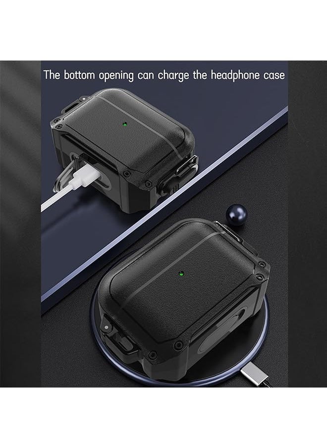 For Airpods 3Rd Generation Case Cover Ip68 Waterproof And Shockproof Hard Shell Protective Armor With Lock For Airpods 3（Black