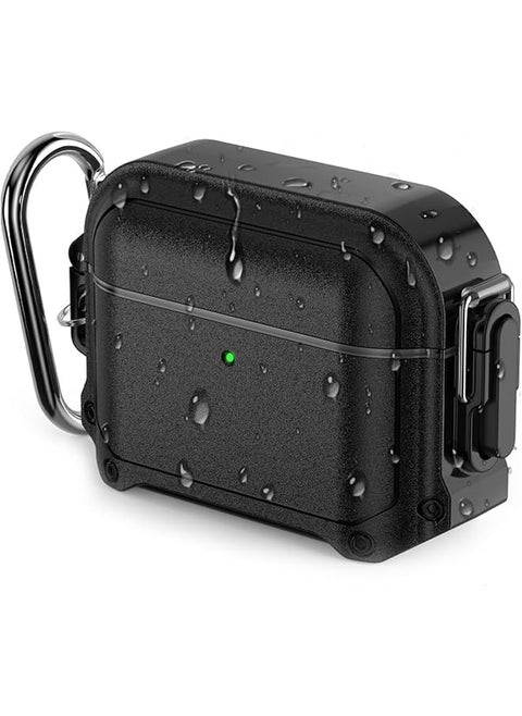 For Airpods 3Rd Generation Case Cover Ip68 Waterproof And Shockproof Hard Shell Protective Armor With Lock For Airpods 3（Black