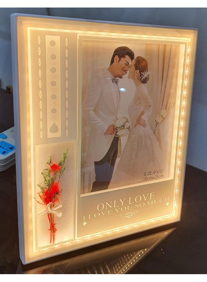 Decorhills DECORHILLS FRAMES & DECOR Anniversary Photo Personalized with Names, LED Lights, Small Size Gift for Couples 